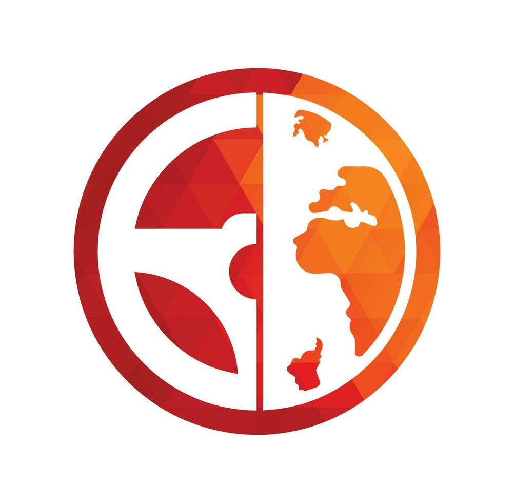 rit wereld vector logo ontwerp. stuurinrichting wiel en wereld symbool of icoon.