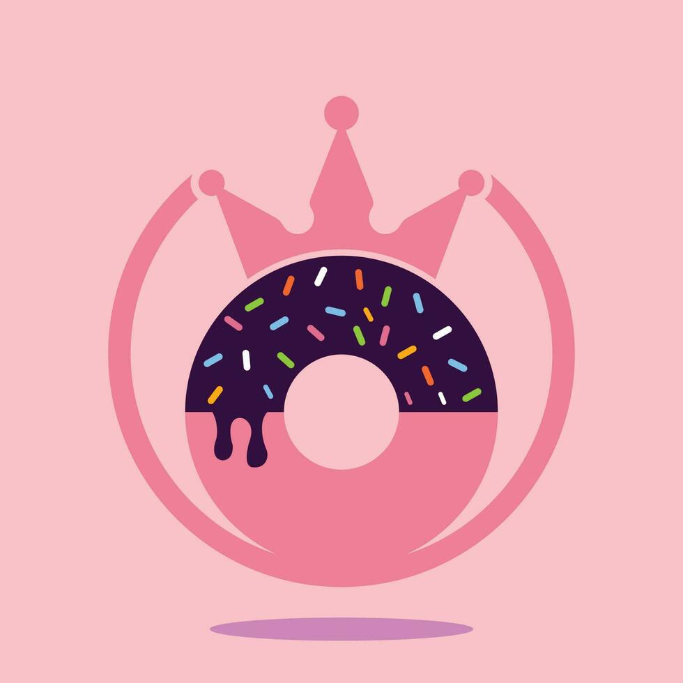 bakkerij koning vector logo ontwerp. donut met koning kroon icoon logo ontwerp.