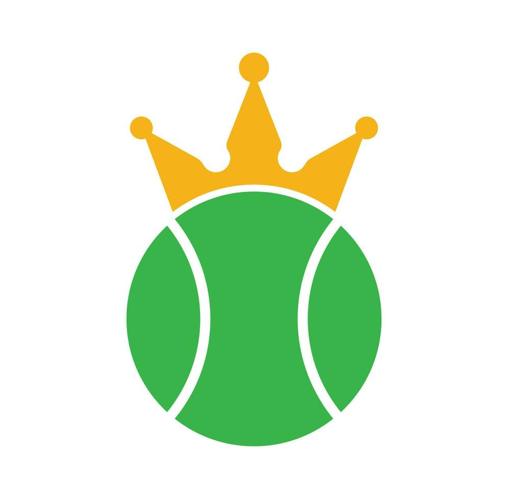 tennis koning vector logo ontwerp. tennis bal en kroon icoon ontwerp sjabloon.