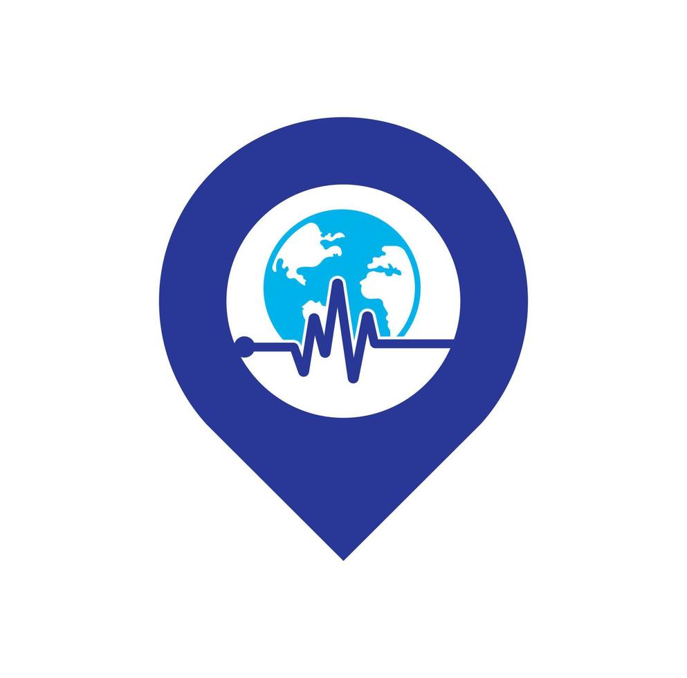 pulse wereldbol GPS vorm concept vector logo ontwerp icoon. aarde wereldbol icoon met hart verslaan.