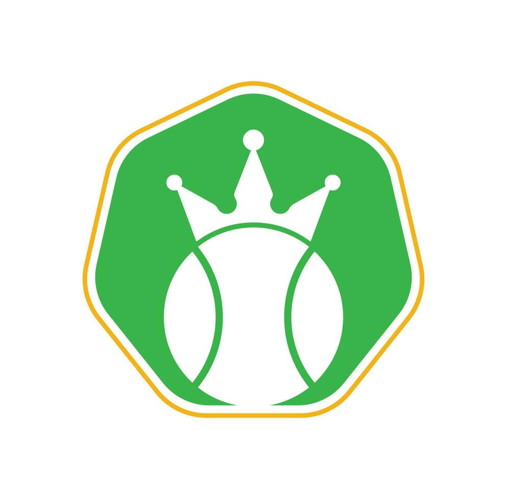tennis koning vector logo ontwerp. tennis bal en kroon icoon ontwerp sjabloon.