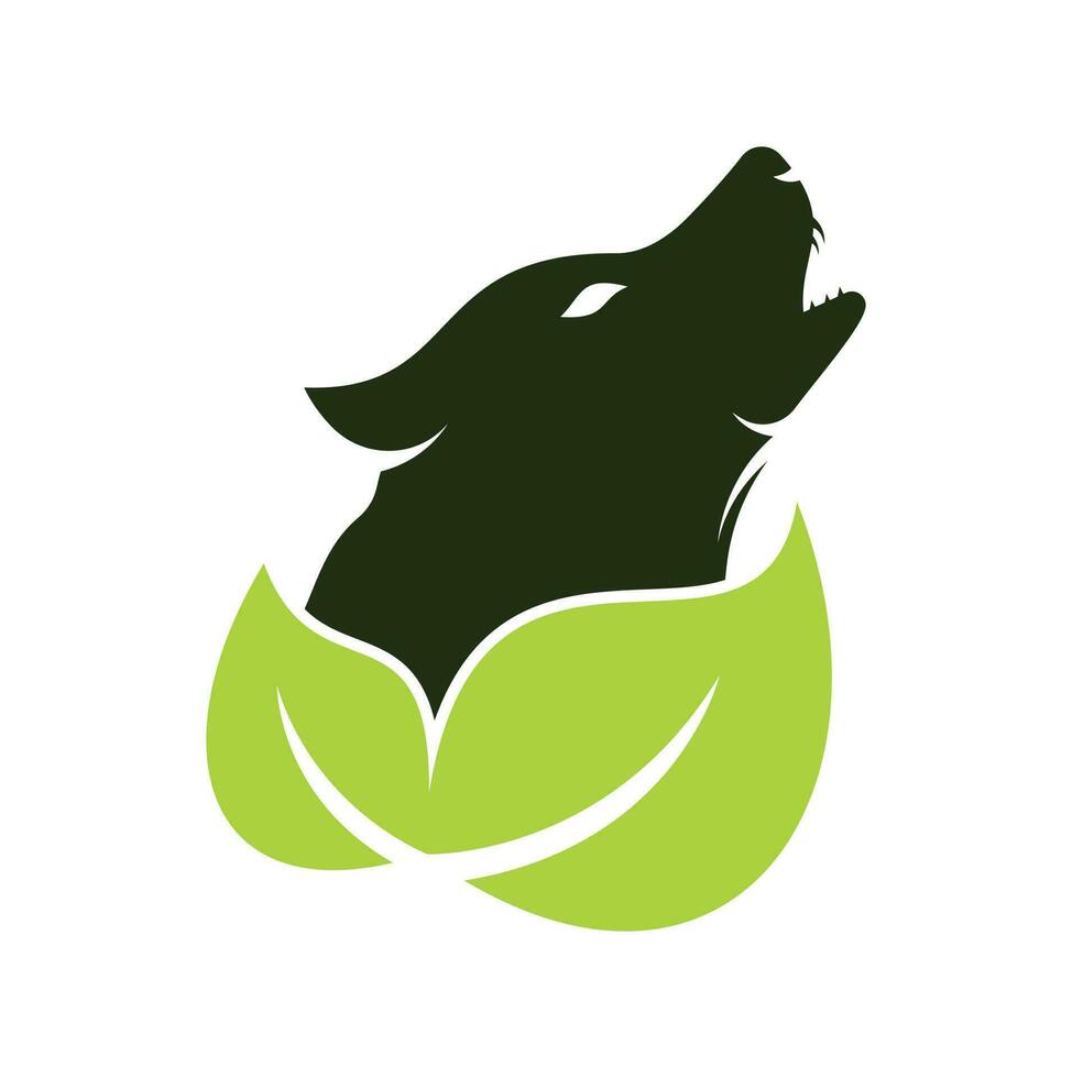 blad wolf logo ontwerp. natuur wolf logo ontwerp icoon vector. vector