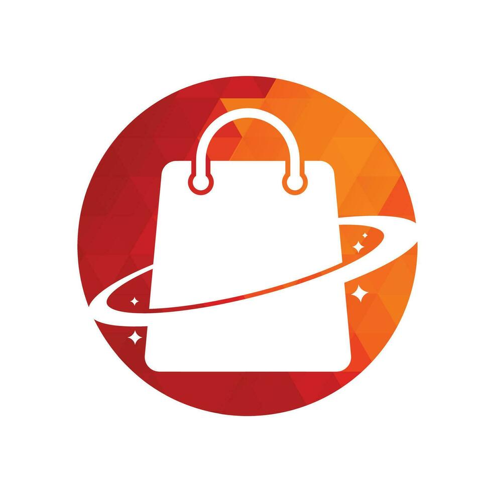 planeet winkel logo sjabloon ontwerp. heelal boodschappen doen zak vector logo ontwerp sjabloon.