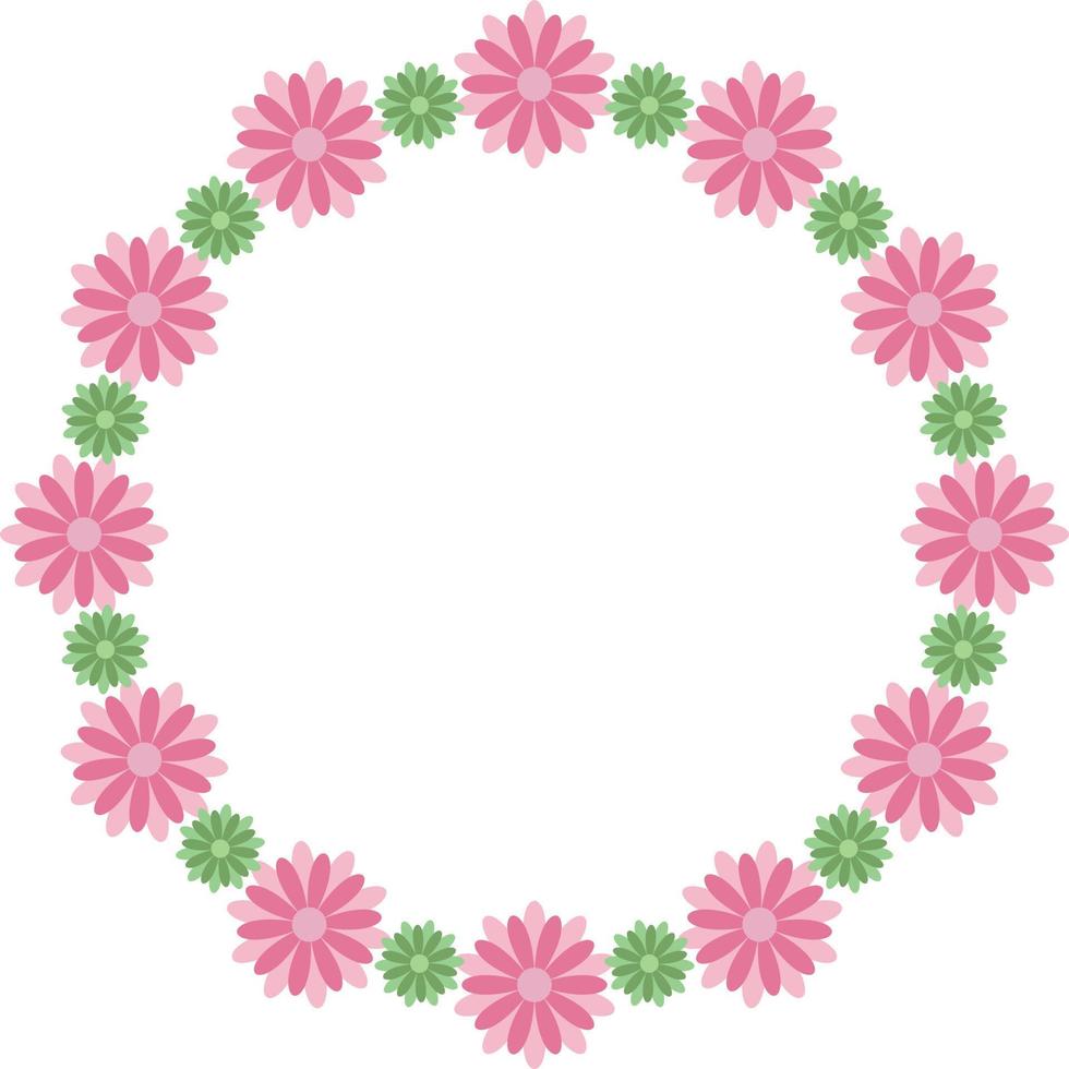 mooi bloempatroon cirkelvormig frame ontwerp, grenselement met bloemcreatie. vector
