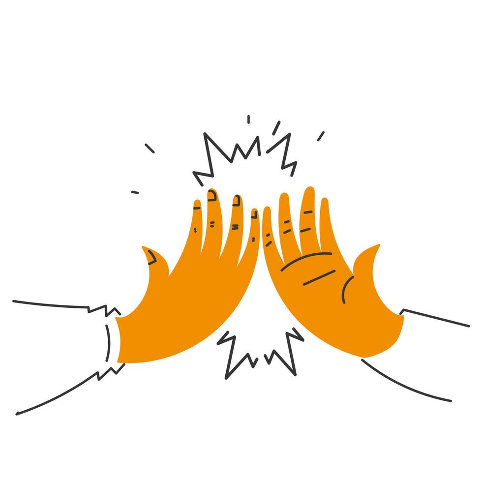 hand- getrokken tekening hoog vijf illustratie vector