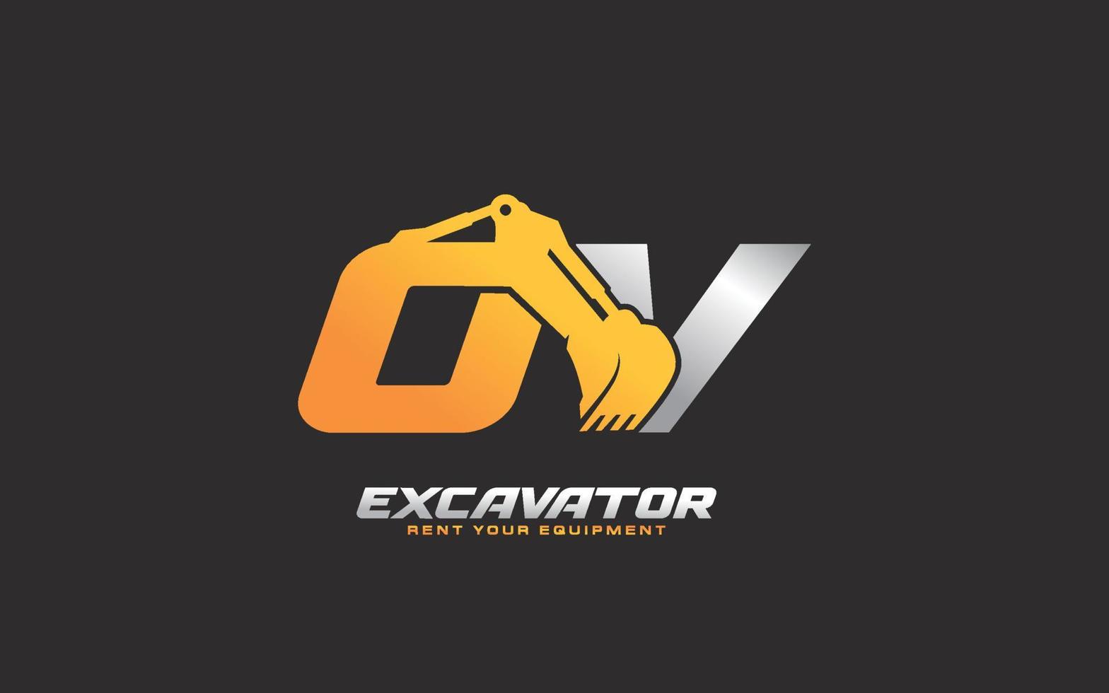 ov logo graafmachine voor bouw bedrijf. zwaar uitrusting sjabloon vector illustratie voor uw merk.