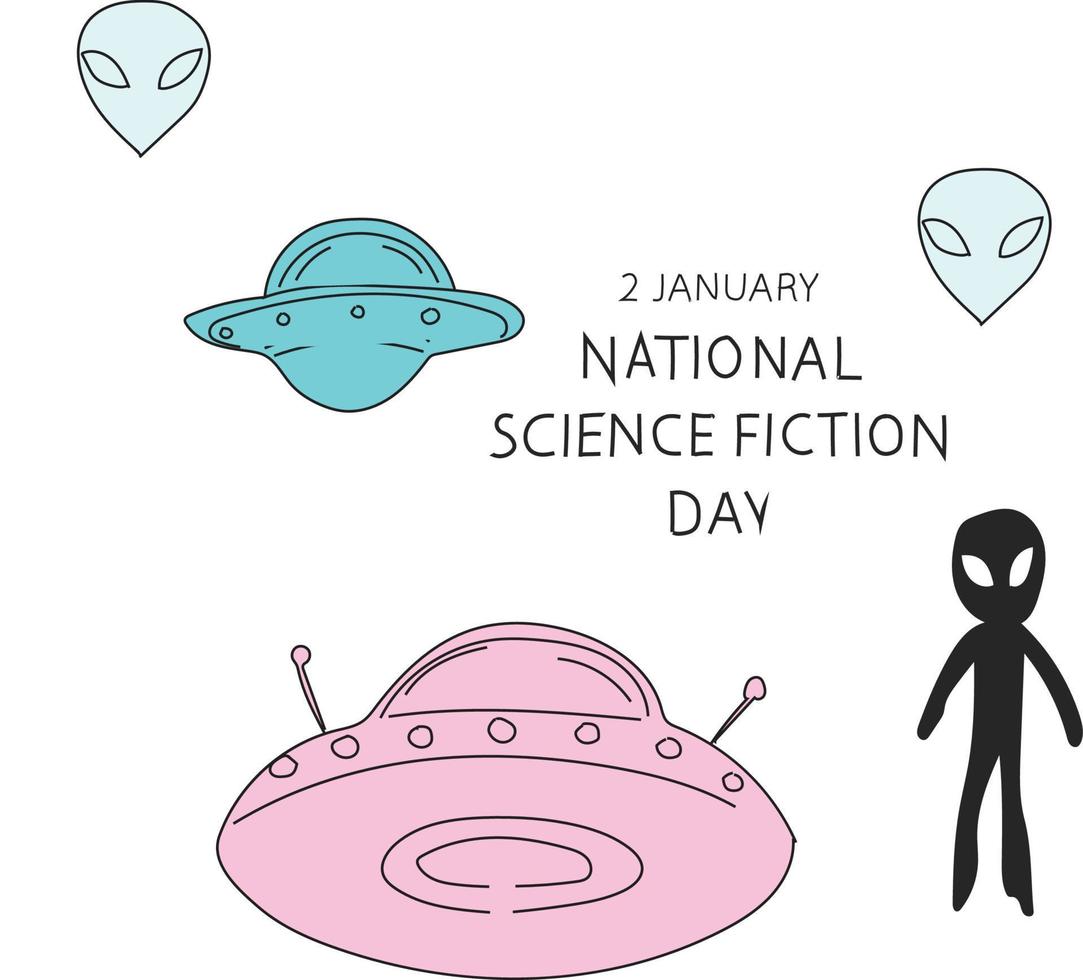 vector illustratie nationaal wetenschap fictie dag is gevierd elke jaar Aan 2 januari.