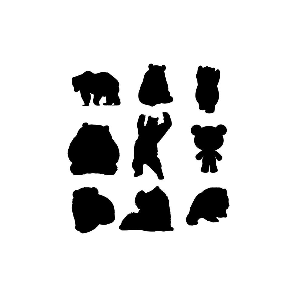 panda schattig silhouet verzameling creatief ontwerp vector