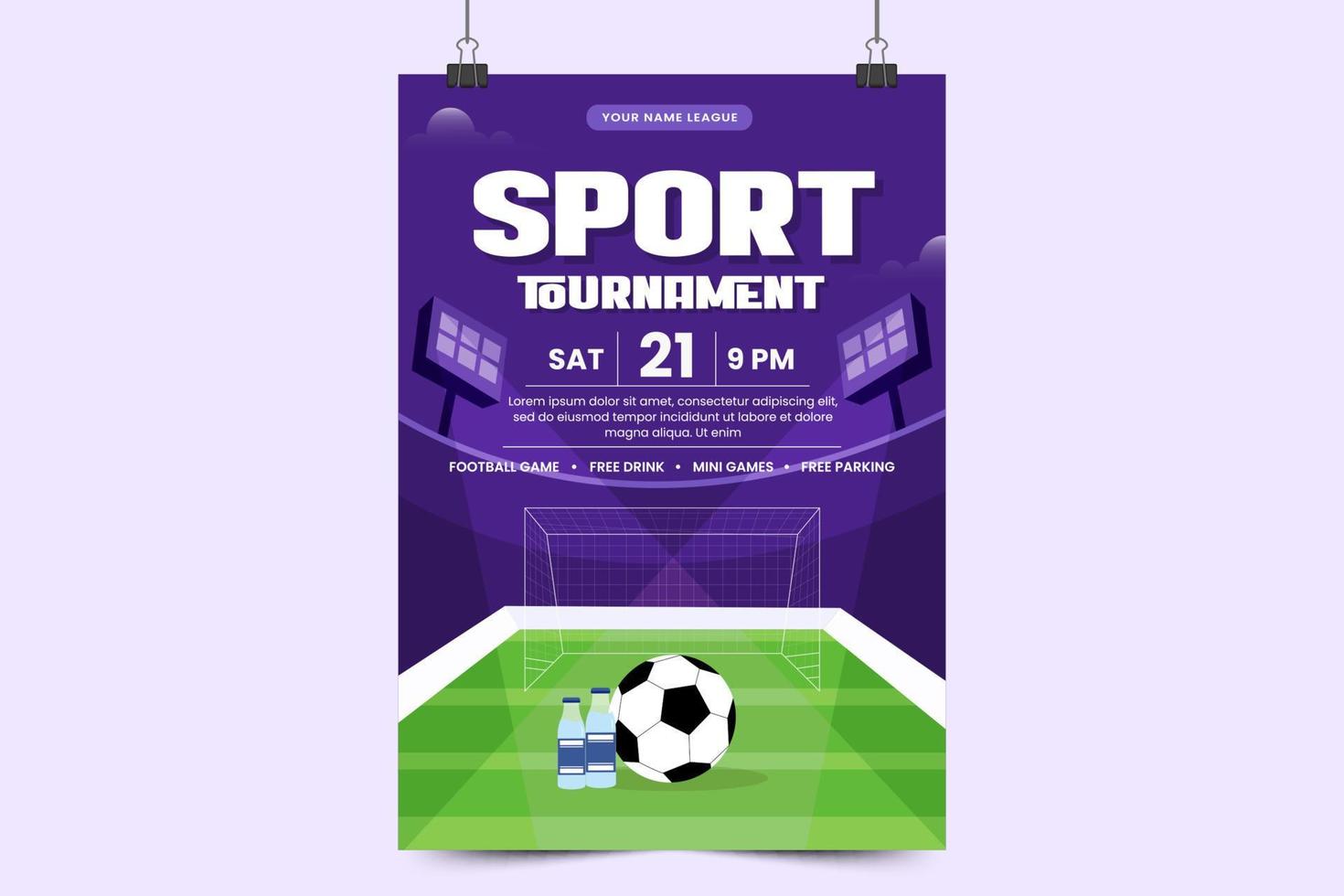 Amerikaans voetbal toernooi, sport evenement folder of poster ontwerp sjabloon gemakkelijk naar aanpassen gemakkelijk en elegant ontwerp vector