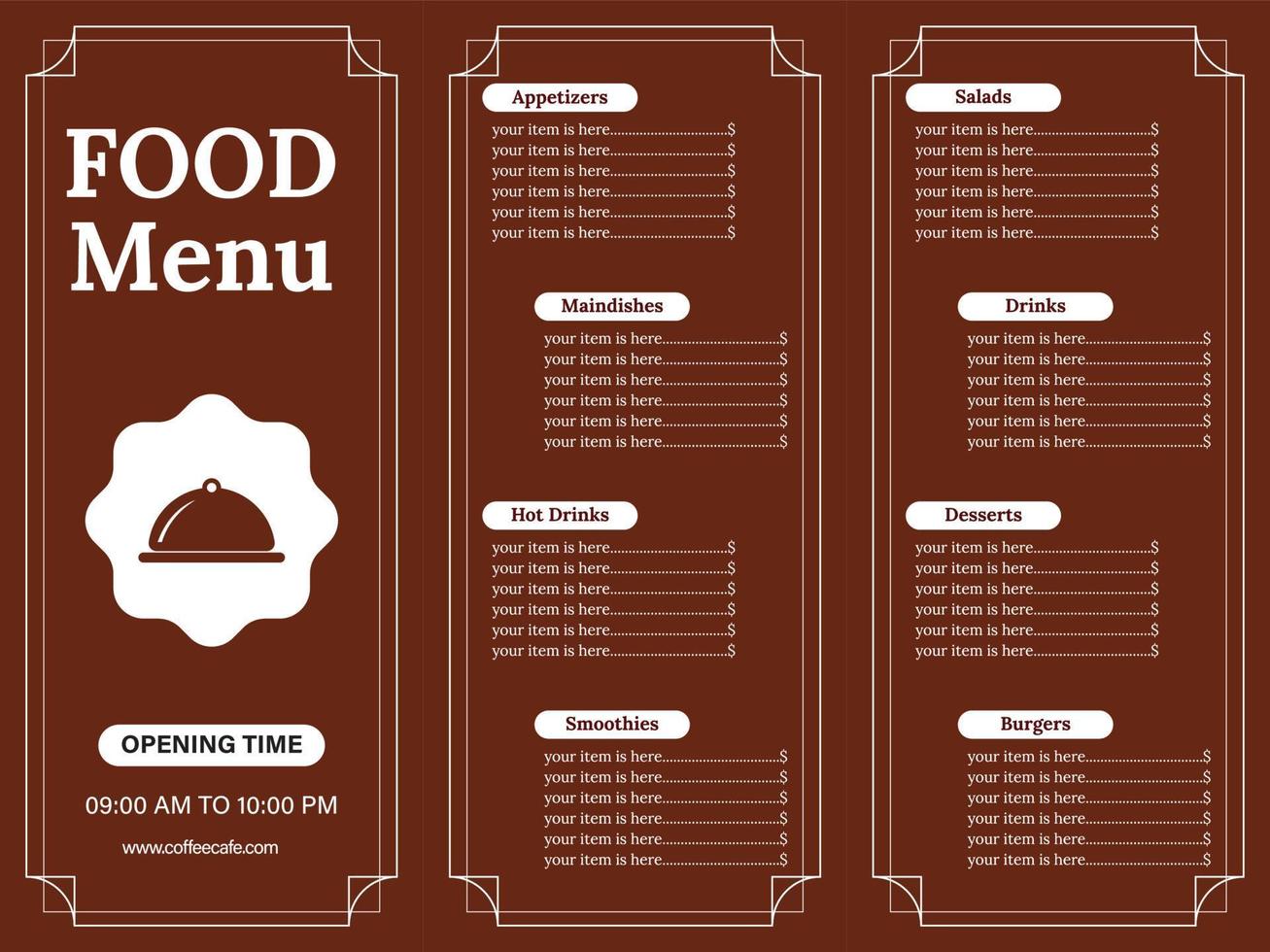 vector restaurant brochure, menu ontwerp. vector cafe sjabloon met hand getekend grafisch. voedsel folder.
