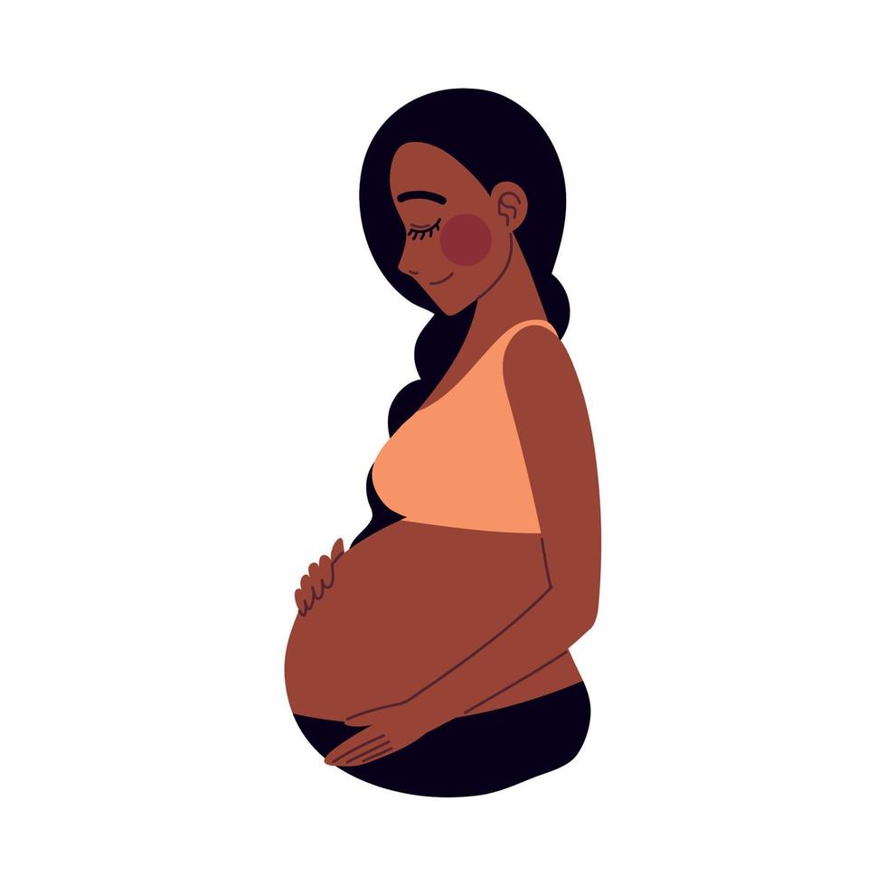 zwanger afro vrouw karakter vector