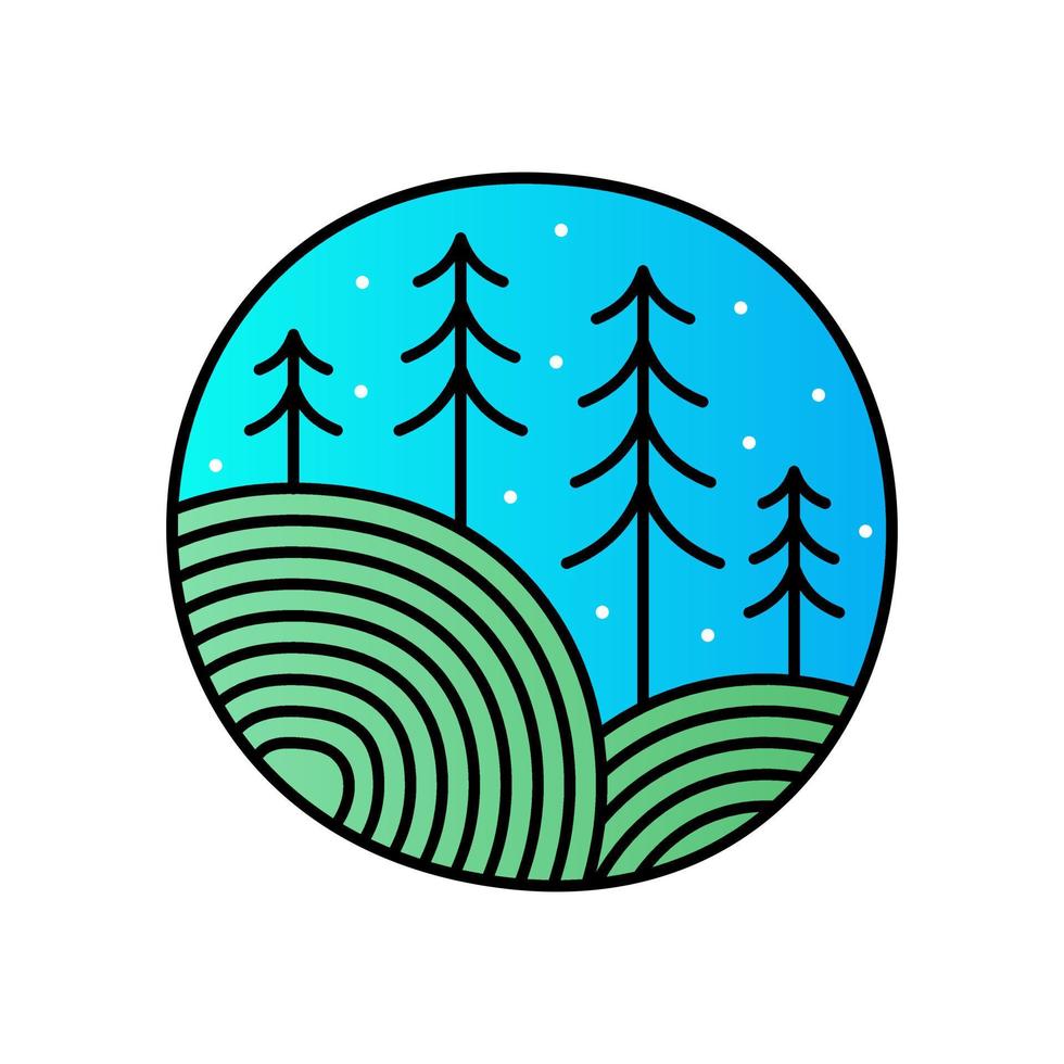 mono lijn landschap logo vector