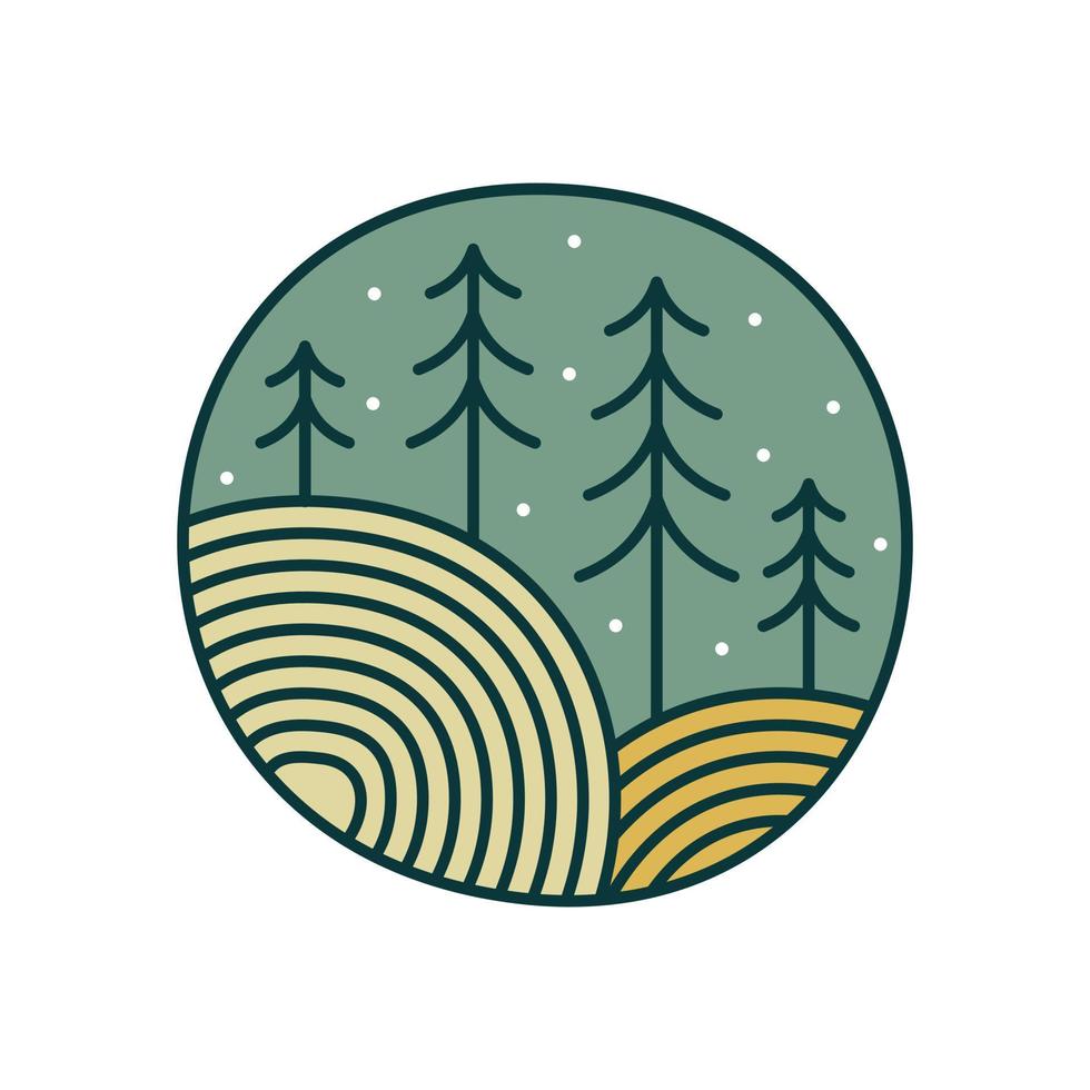 mono lijn landschap logo vector