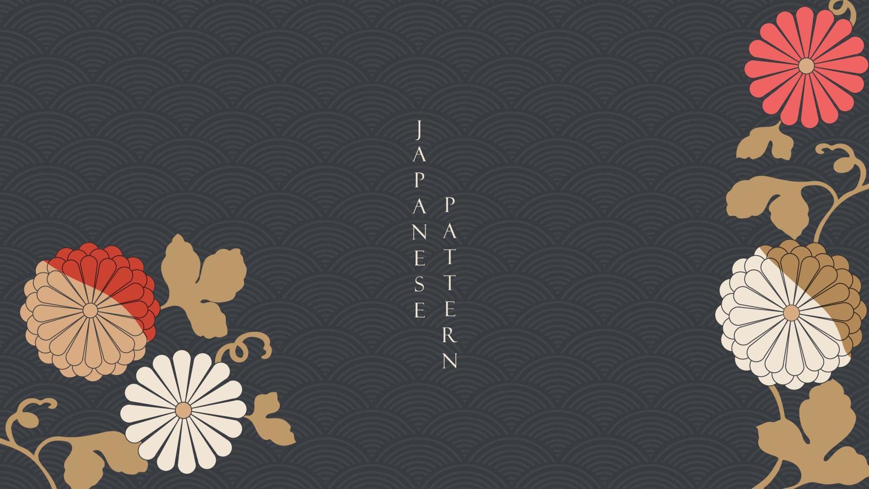 Japans achtergrond met traditioneel decoratie patroon vector. oosters banier ontwerp met abstract kunst elementen in wijnoogst stijl. vector