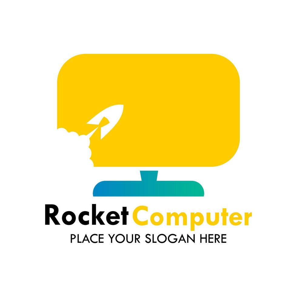 raket computer logo ontwerp sjabloon illustratie. Daar zijn raket en computer. deze is mooi zo voor computer, wetenschap, opleiding, fabriek vector