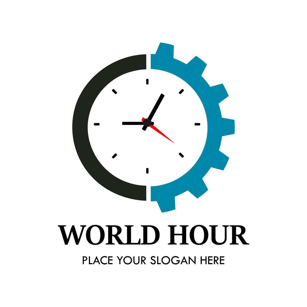 wereld uur logo ontwerp sjabloon illustratie. Daar zijn wereld, en uur. deze is mooi zo voor opleiding, fabriek, aarde, wetenschap enz vector