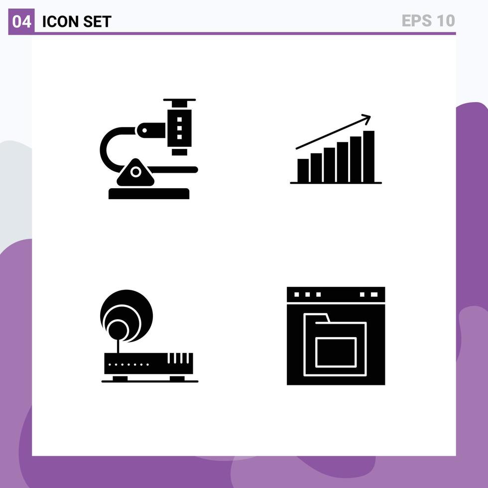 voorraad vector icoon pak van 4 lijn tekens en symbolen voor chemie diagram microscoop tabel statistieken bewerkbare vector ontwerp elementen