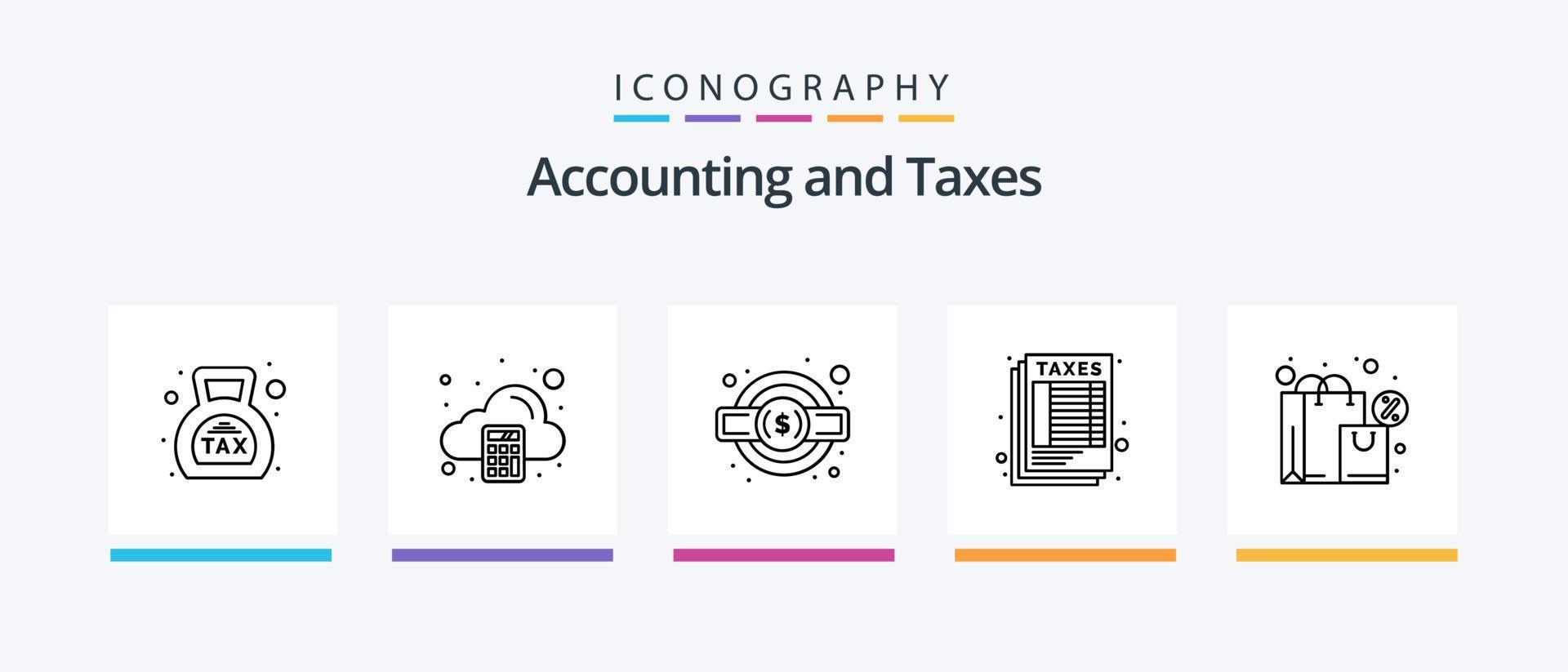 belastingen lijn 5 icoon pak inclusief winsten. analyses. onderhoud legaal. betaling. internet bankieren. creatief pictogrammen ontwerp vector