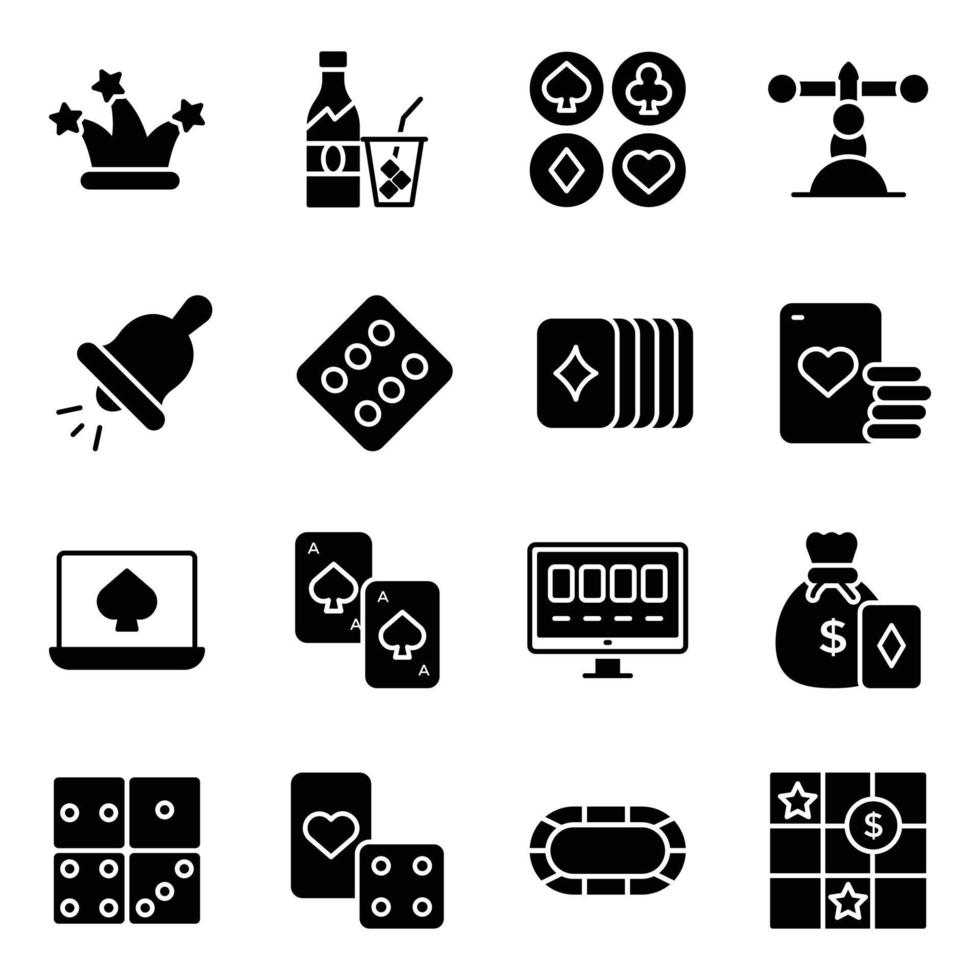 casino en inzet glyph vector pictogrammen