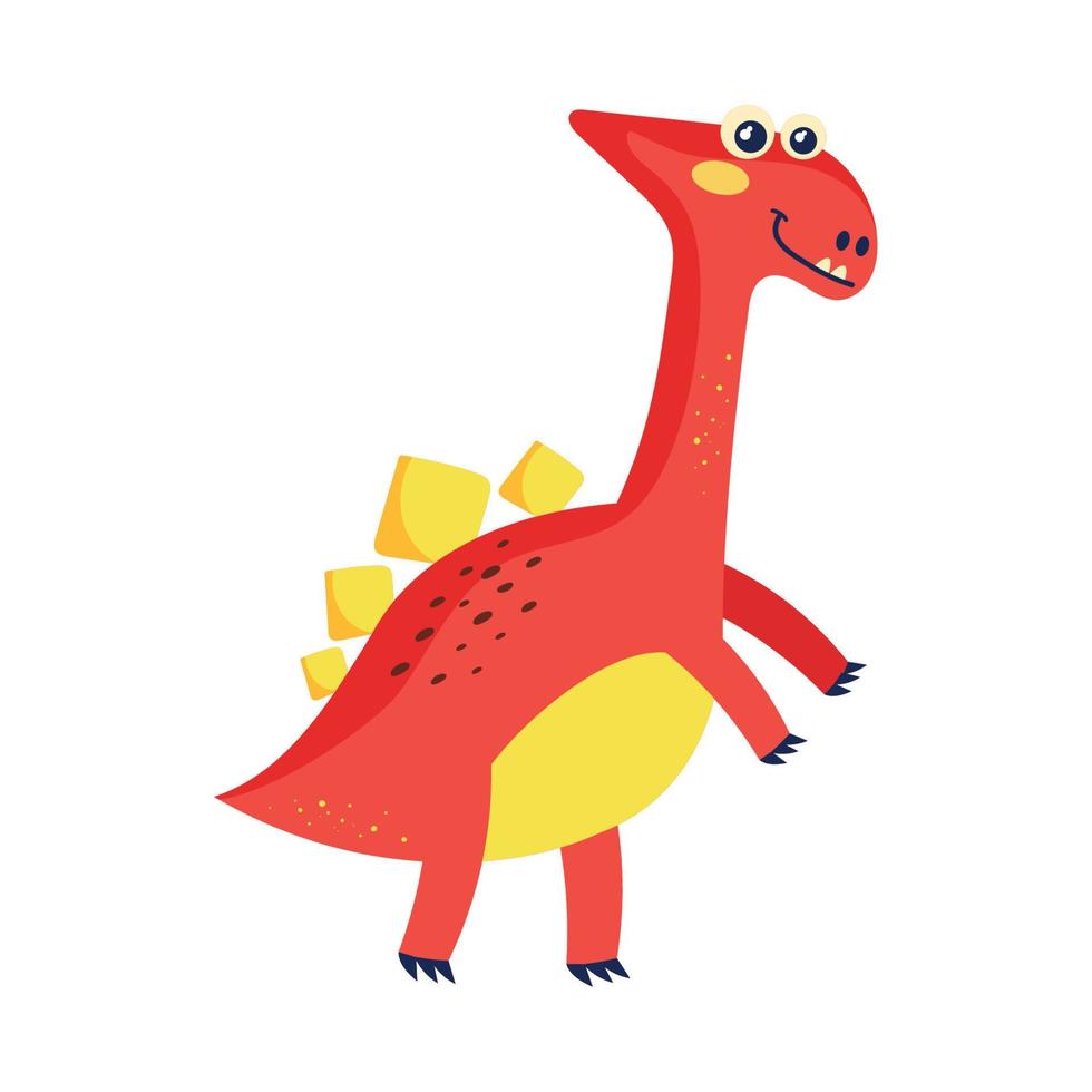 schattig dinosaurus rood kleur vector