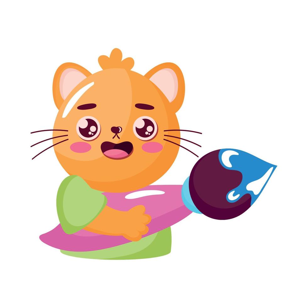 pot met verf borstel kawaii vector