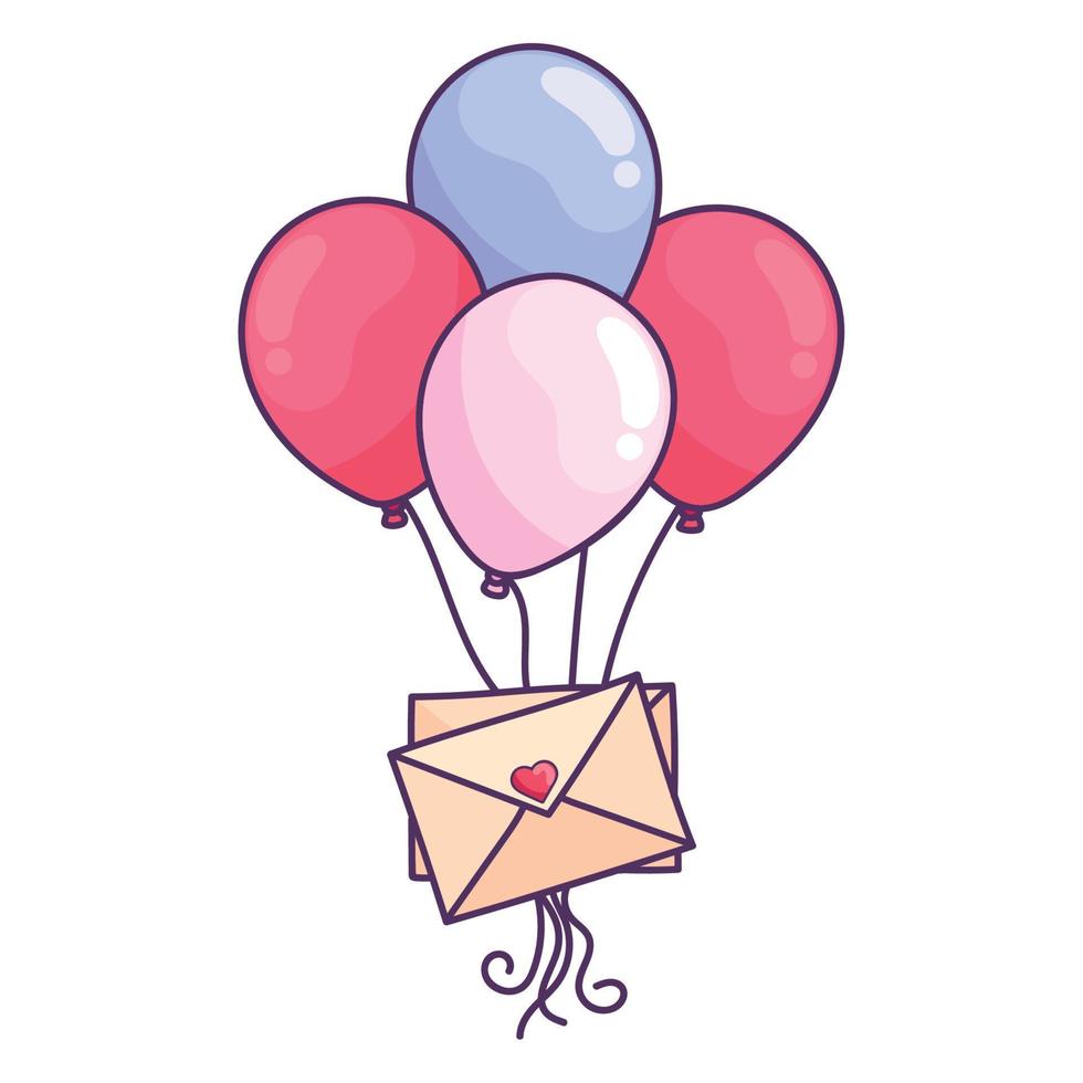 liefde brieven in ballonnen helium vector