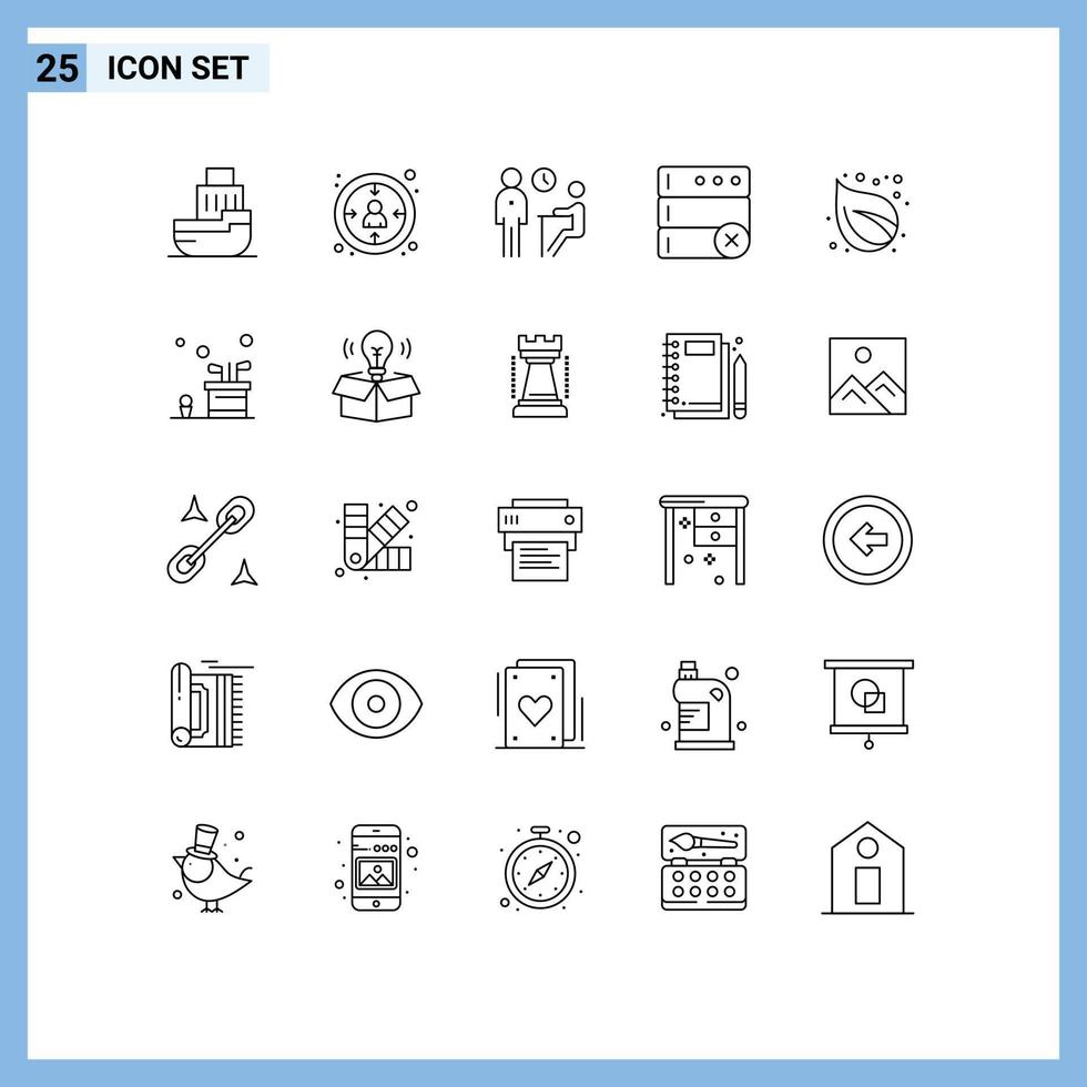 25 universeel lijnen reeks voor web en mobiel toepassingen kamp verwijderen gebruiker databank mensen bewerkbare vector ontwerp elementen