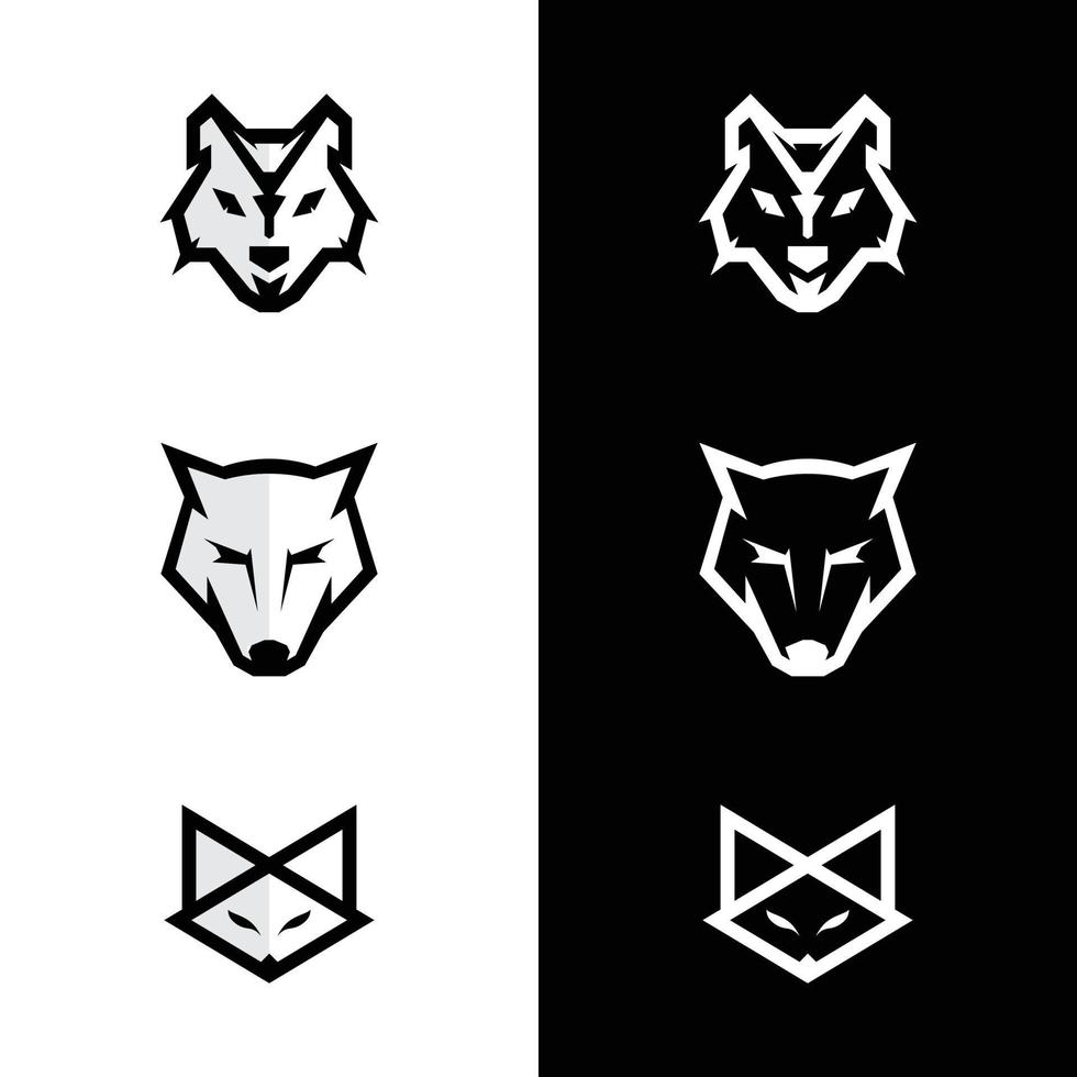 reeks logo vos en wolf gezicht logo vector