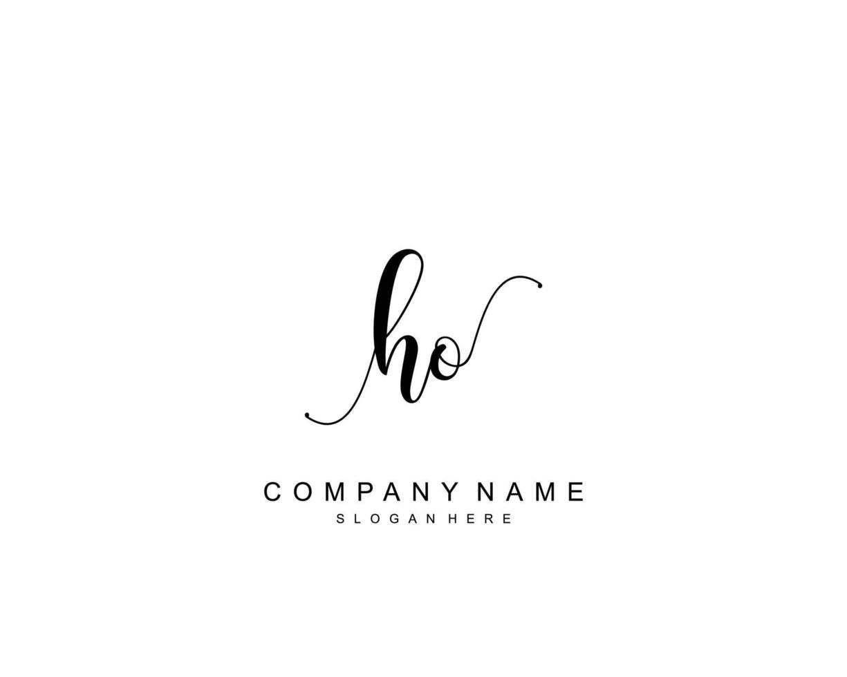 eerste ho schoonheid monogram en elegant logo ontwerp, handschrift logo van eerste handtekening, bruiloft, mode, bloemen en botanisch met creatief sjabloon. vector