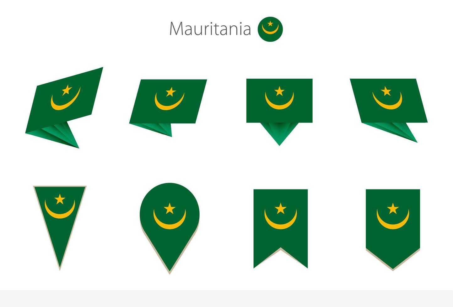 mauritania nationaal vlag verzameling, acht versies van mauritania vector vlaggen.