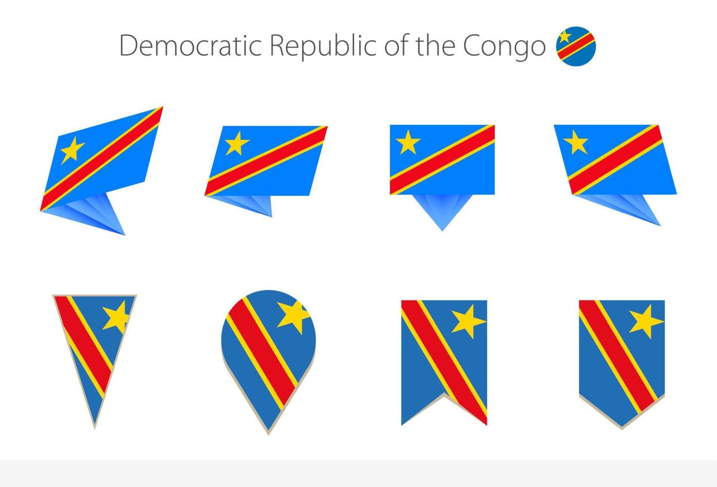 dr Congo nationaal vlag verzameling, acht versies van dr Congo vector vlaggen.