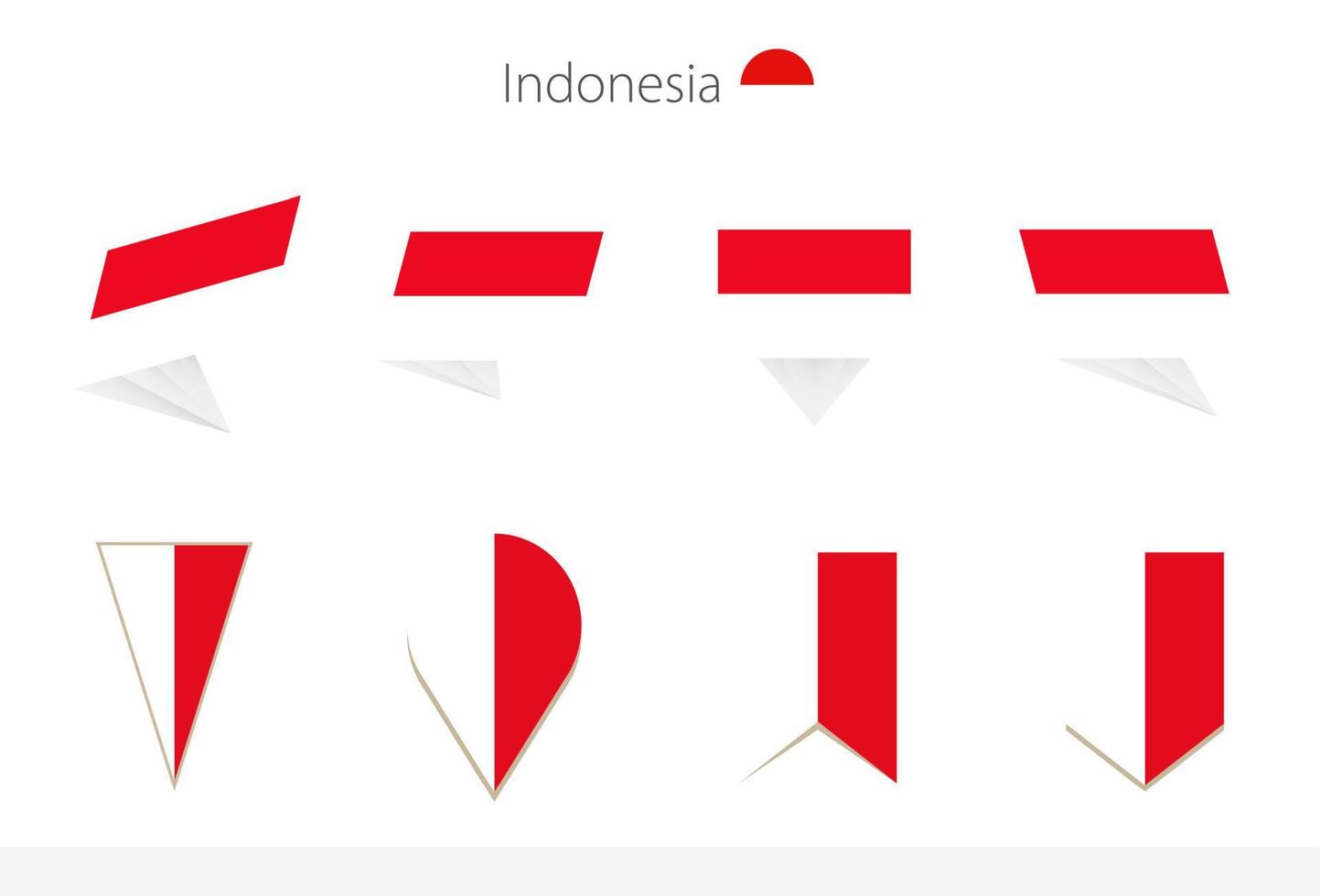 Indonesië nationaal vlag verzameling, acht versies van Indonesië vector vlaggen.