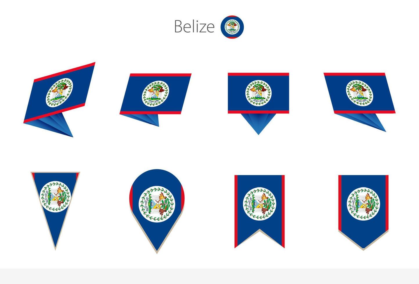 Belize nationaal vlag verzameling, acht versies van Belize vector vlaggen.