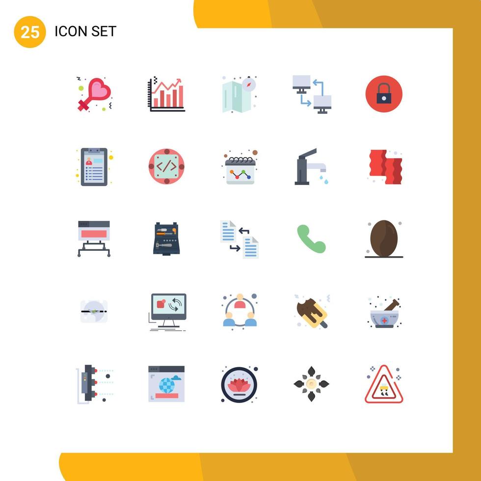 mobiel koppel vlak kleur reeks van 25 pictogrammen van media overdracht kompas sharing het dossier bewerkbare vector ontwerp elementen
