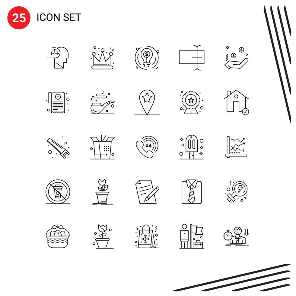 modern reeks van 25 lijnen pictogram van hand- valuta bedrijf liefdadigheid veld- bewerkbare vector ontwerp elementen