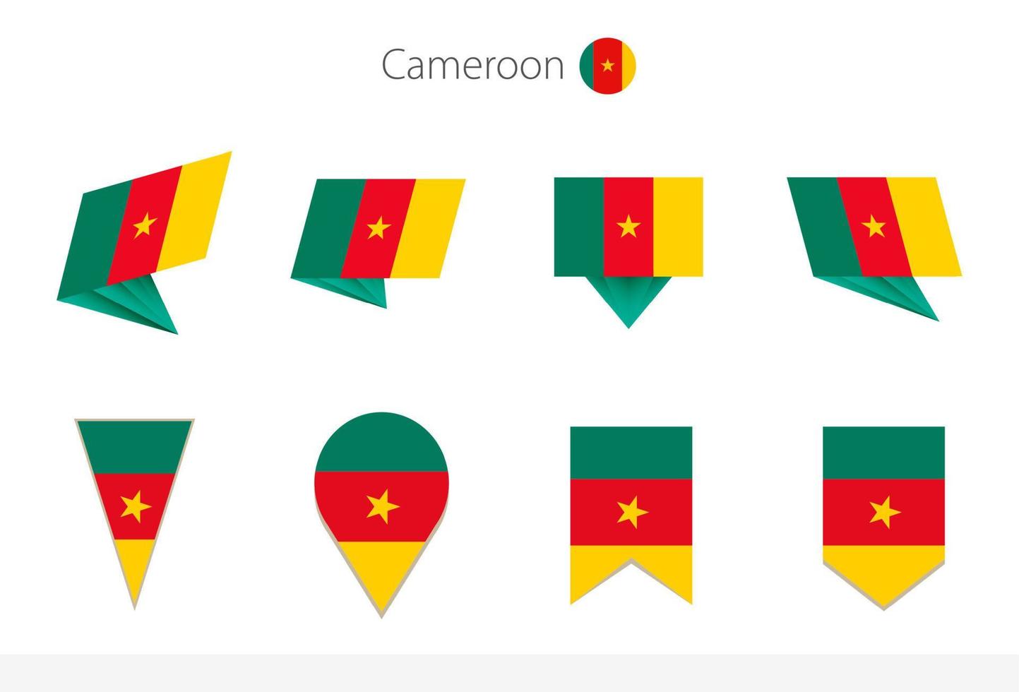 Kameroen nationaal vlag verzameling, acht versies van Kameroen vector vlaggen.