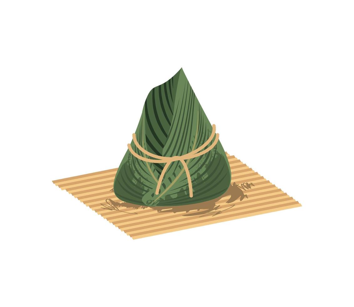 zongzi in blad bamboe vector