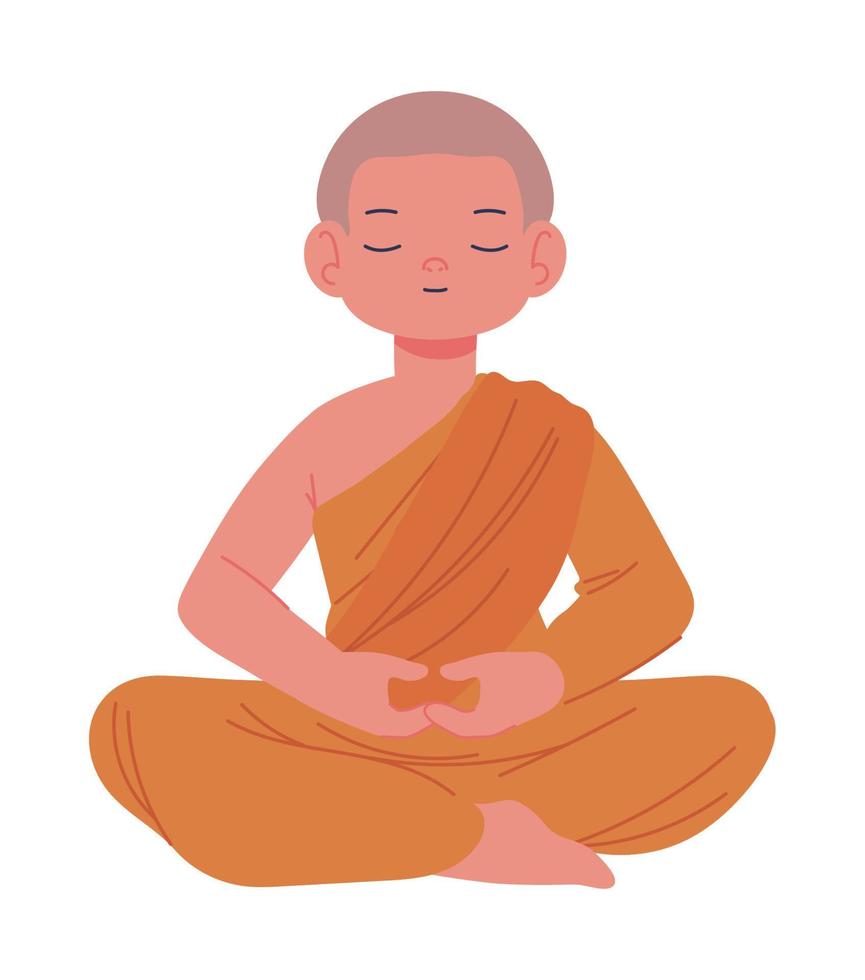 monnik in meditatie houding vector