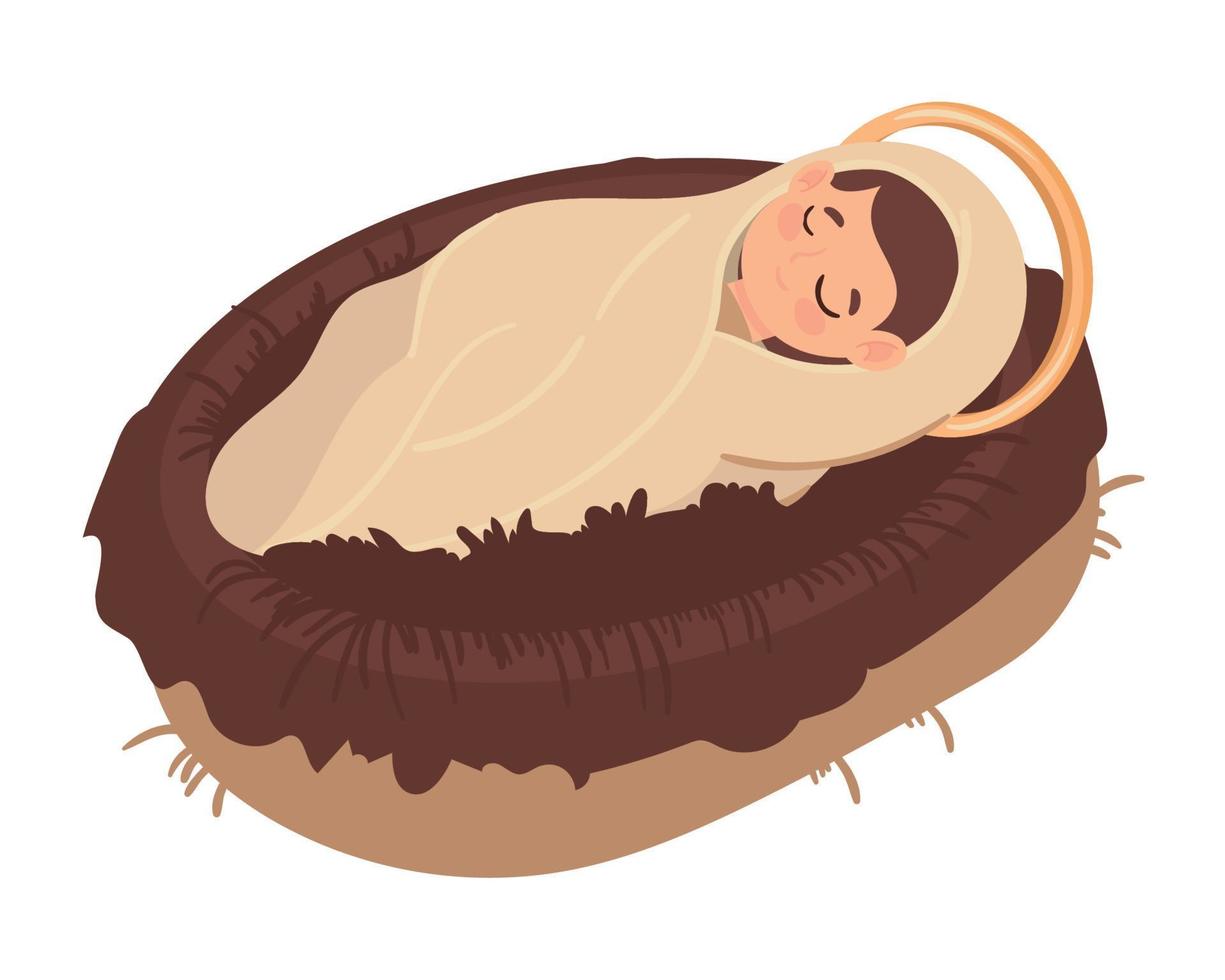 baby Jezus in wieg vector