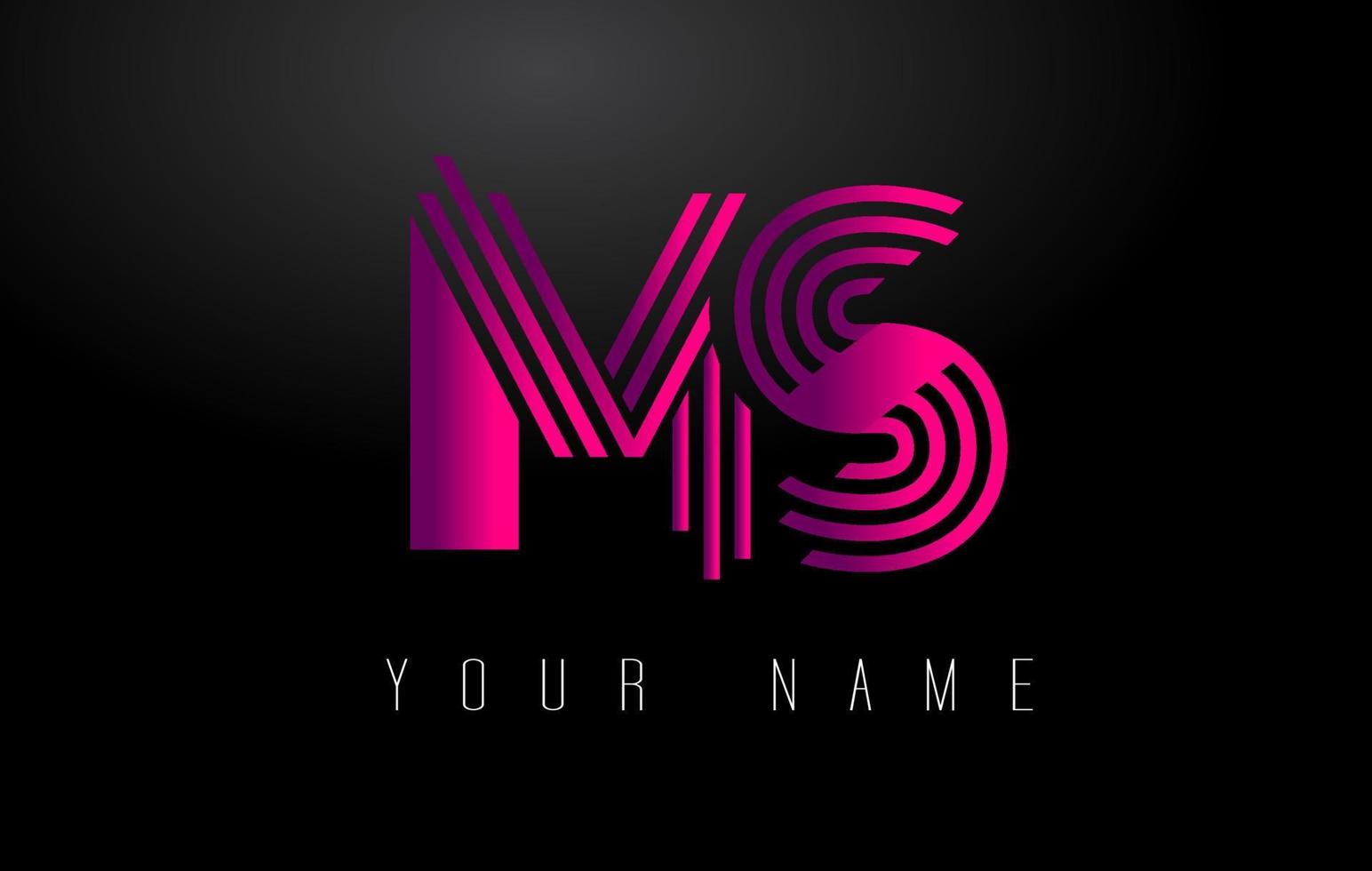 Mevrouw magenta lijnen brief logo. creatief lijn brieven vector sjabloon.