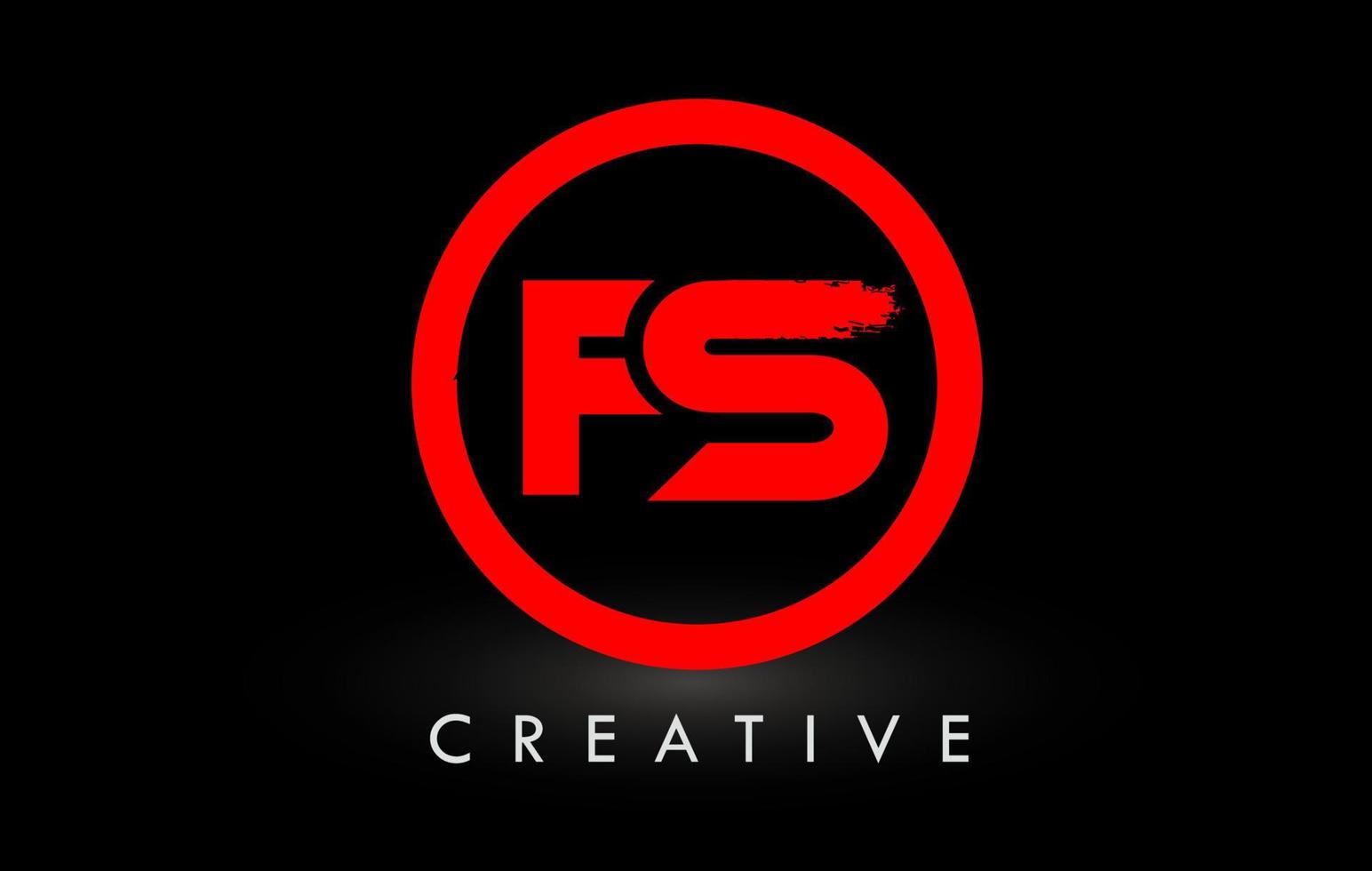 rood fs borstel brief logo ontwerp. creatief geborsteld brieven icoon logo. vector