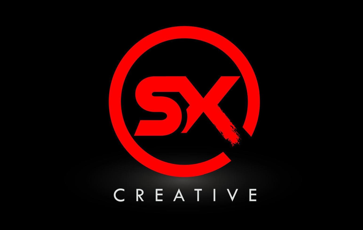 rood sx borstel brief logo ontwerp. creatief geborsteld brieven icoon logo. vector