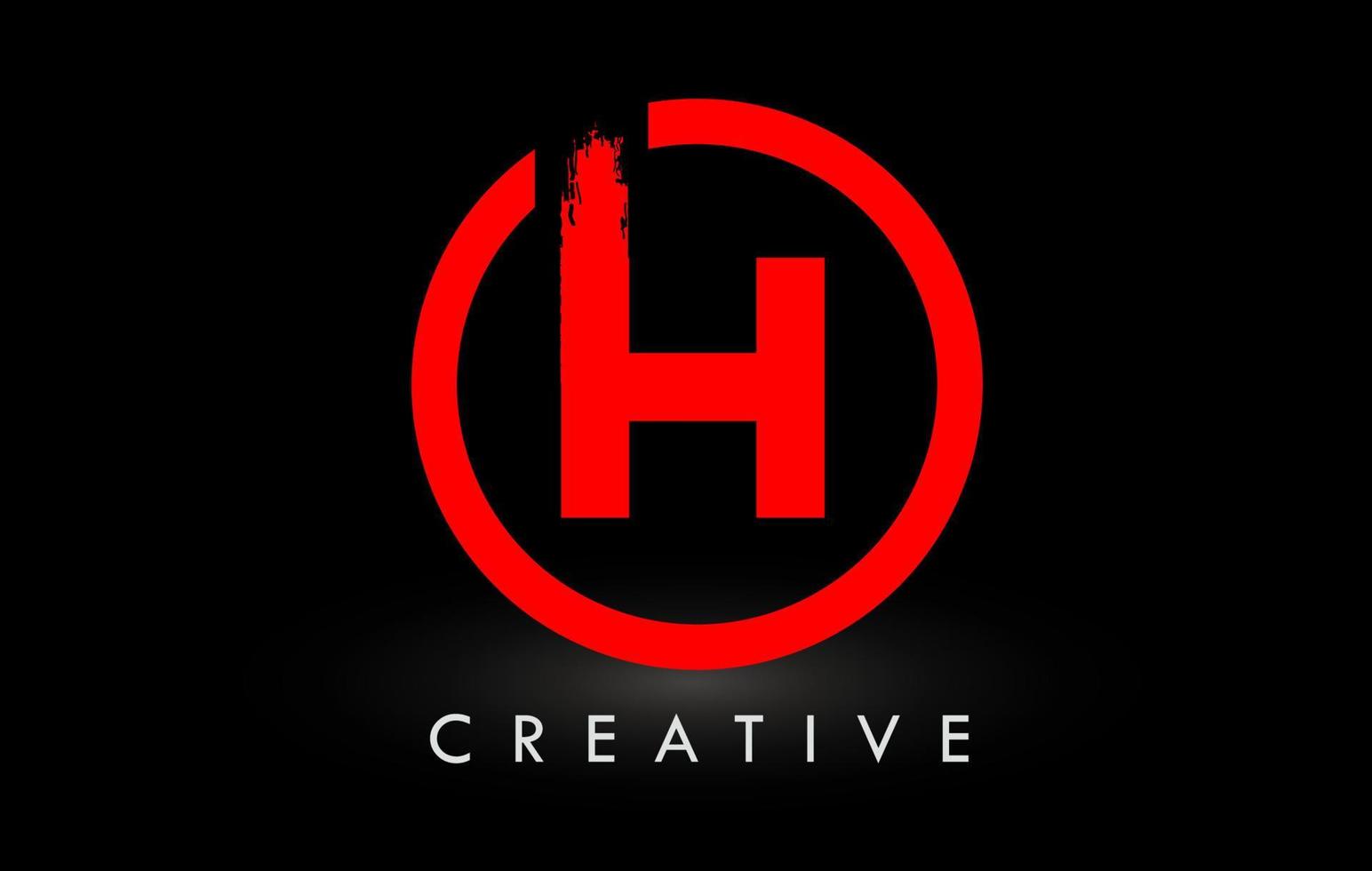 rood h borstel brief logo ontwerp. creatief geborsteld brieven icoon logo. vector