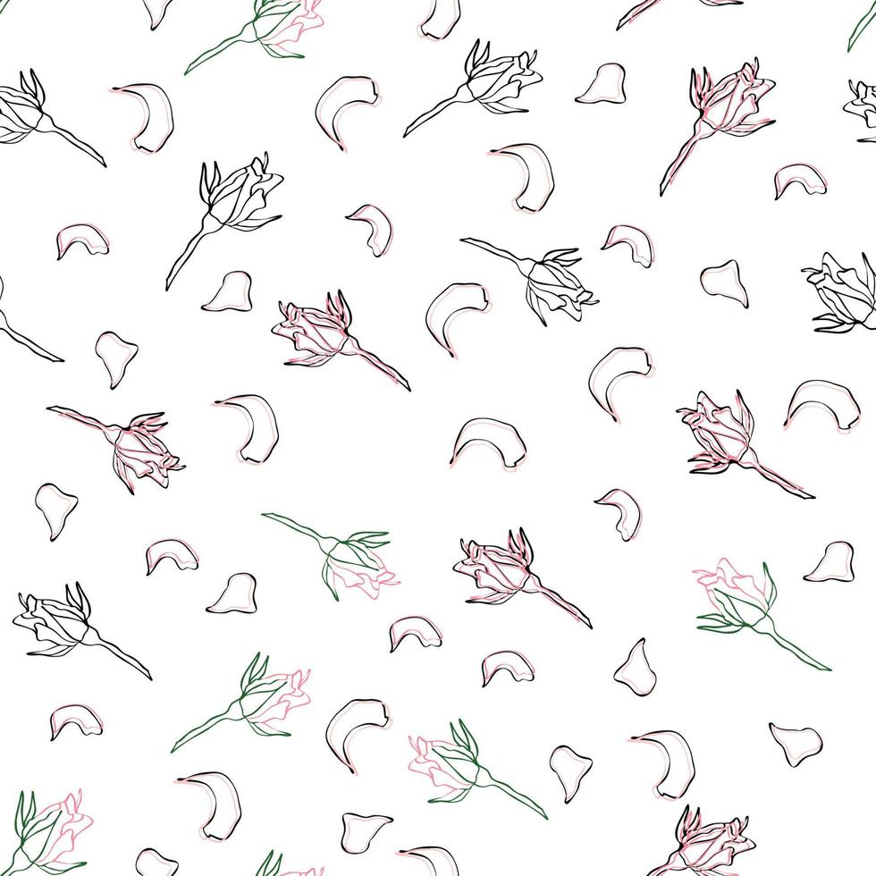 roos bloemknoppen naadloos patroon. confetti, cosmetica, bruiloft mooi bloemen achtergrond vector