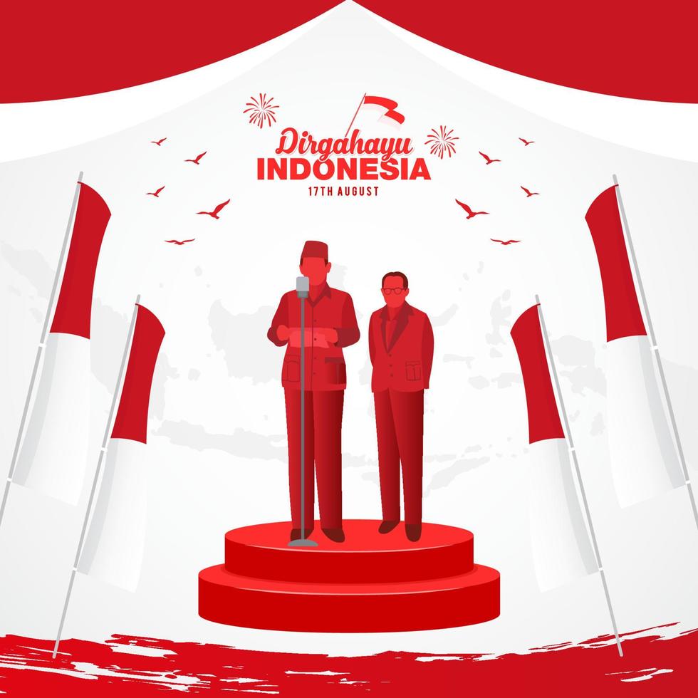 Indonesië onafhankelijkheid dag groet kaart concept illustratie vector
