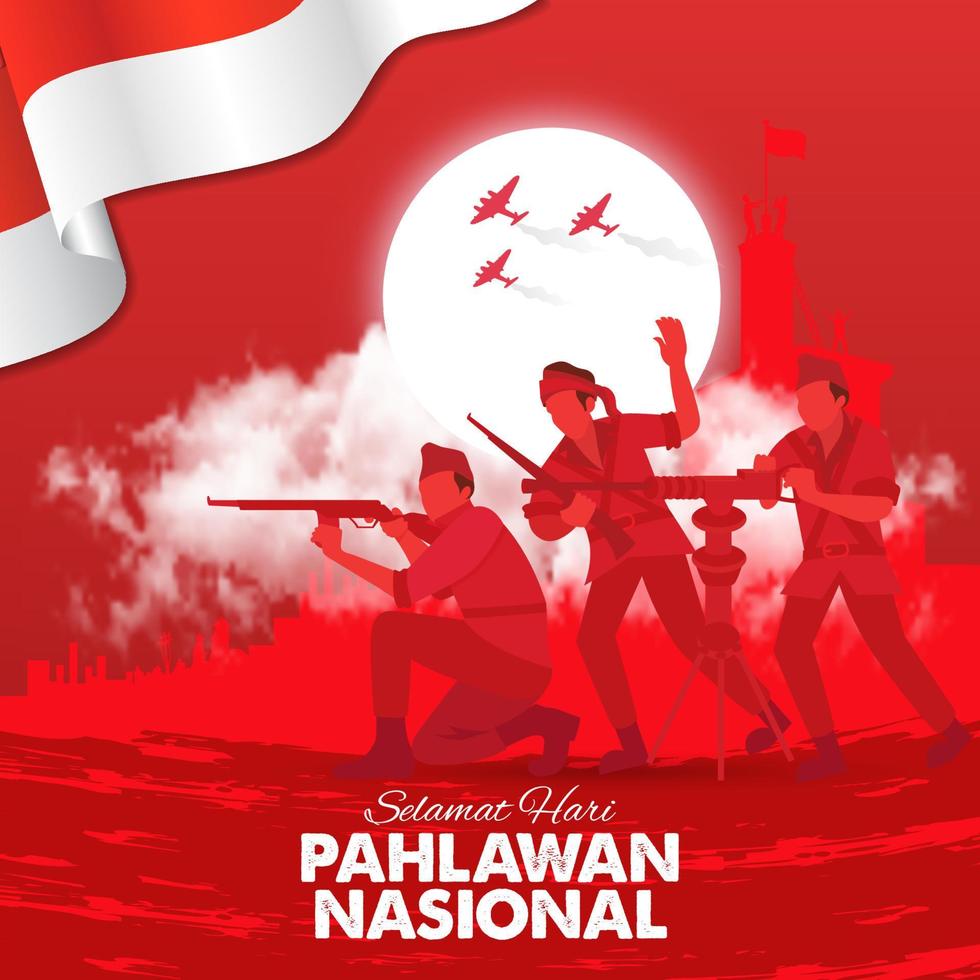 selamat hari pahlawan nasionaal. vertaling, gelukkig Indonesisch nationaal heroes dag. vector illustratie voor groet kaart, poster en banier