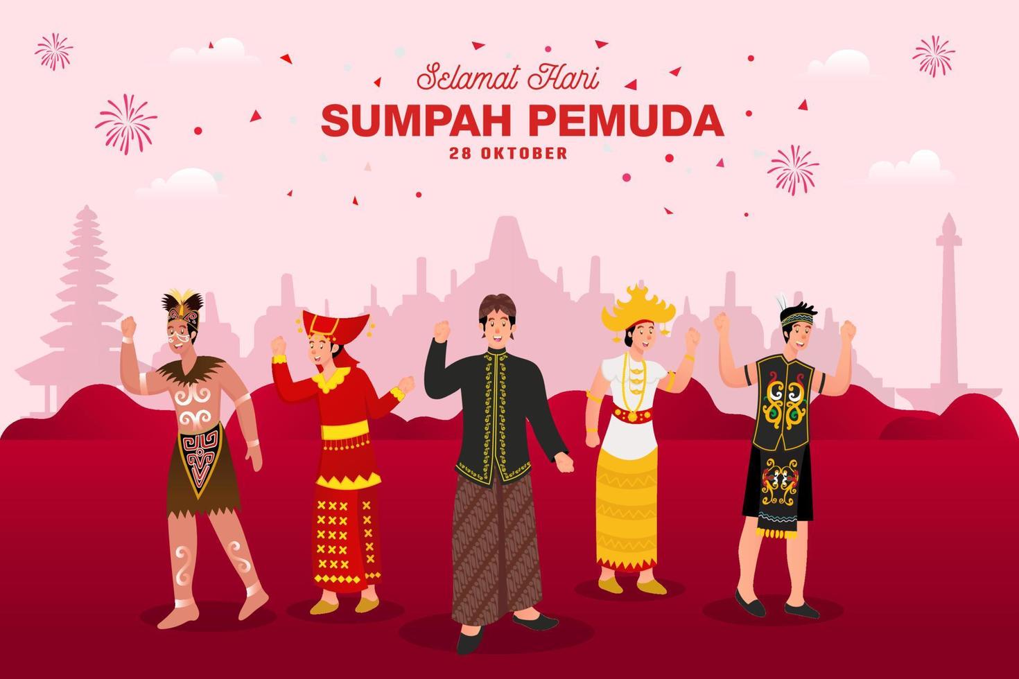 vector illustratie. selamat hari sumpah pemuda. vertaling gelukkig Indonesisch jeugd belofte