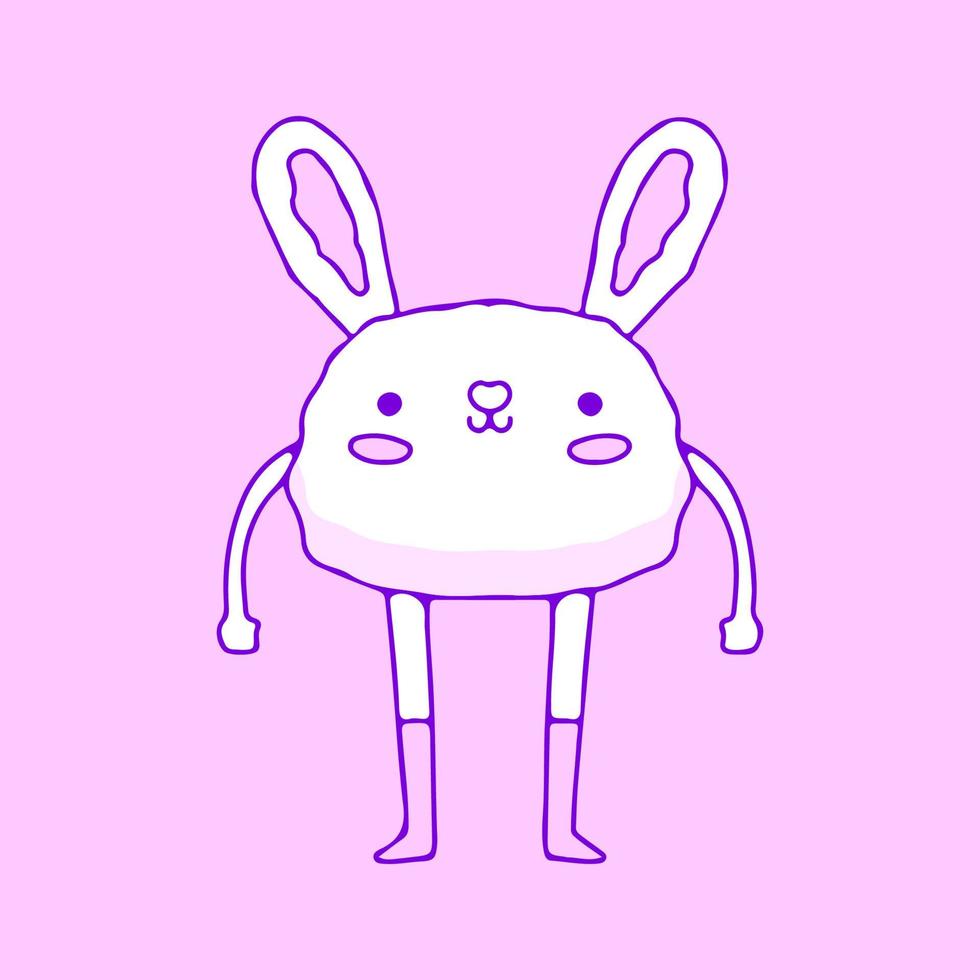 kawaii konijn mascotte karakter. illustratie voor t shirt, poster, logo, sticker, of kleding handelswaar. zacht knal stijl. vector