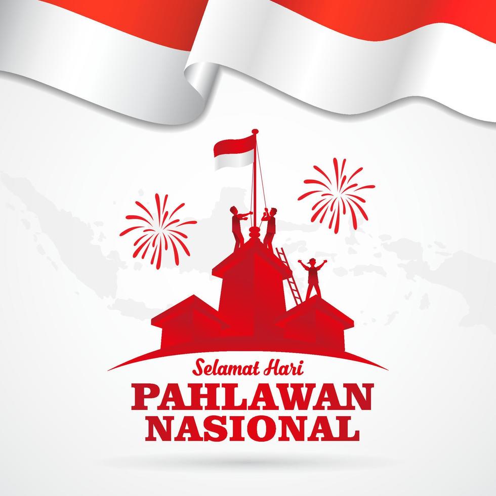 selamat hari pahlawan nasionaal. vertaling, gelukkig Indonesisch nationaal vector