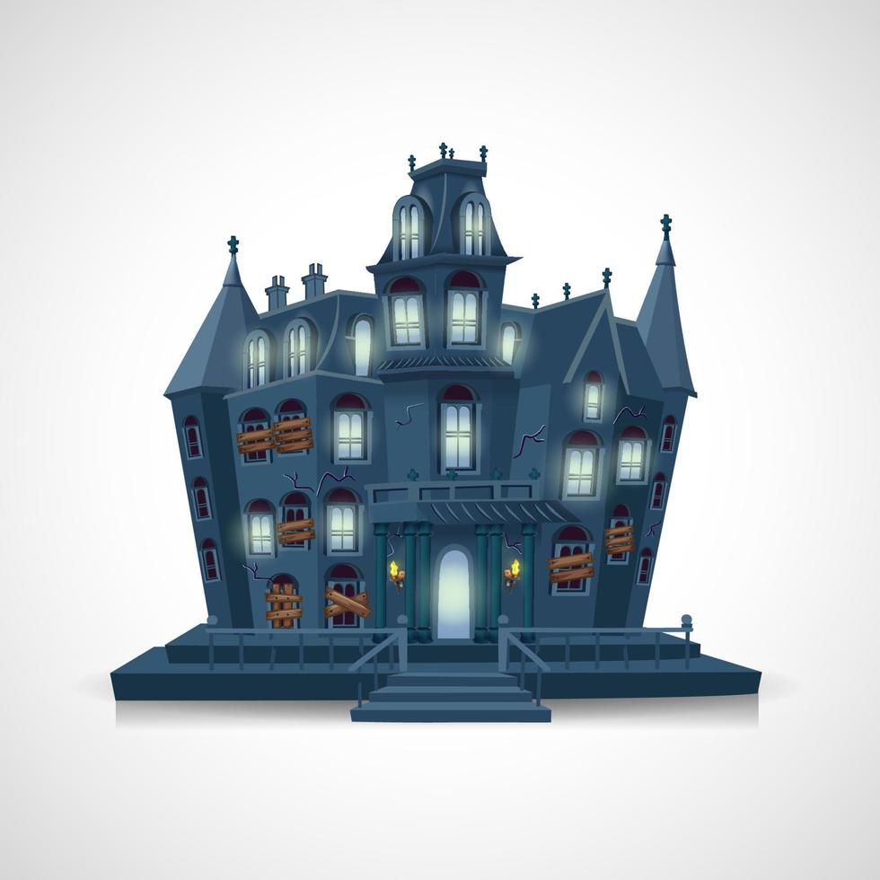 gelukkig halloween. achtervolgd huis geïsoleerd Aan wit achtergrond vector